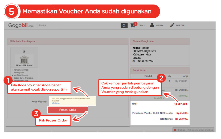 cara pakai voucher 5