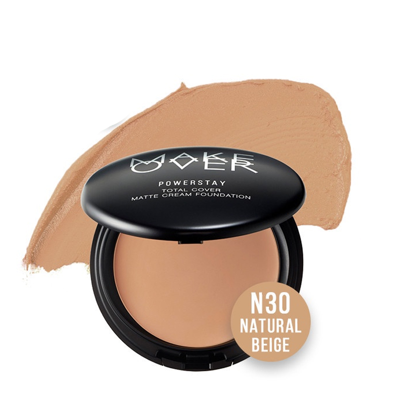 Make Over Powerstay Total Cover Matte Cream Foundation N30 Natural Beige 12gr | Gogobli