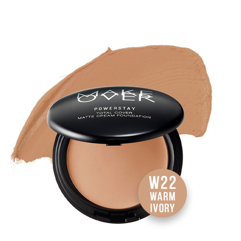 Make Over Powerstay Total Cover Matte Cream Foundation W22 Warm Ivory 12gr | Gogobli