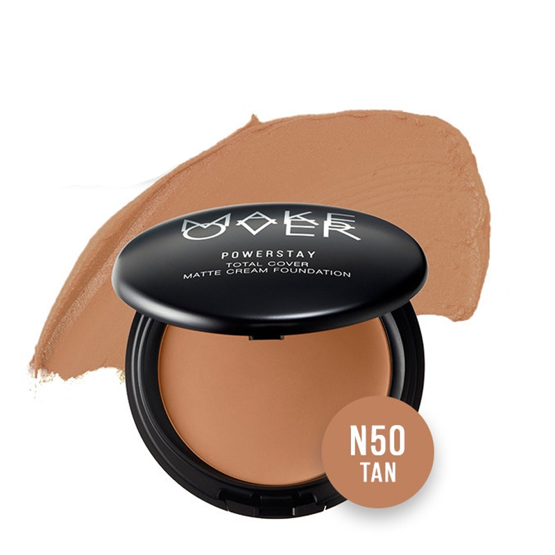 Make Over Powerstay Total Cover Matte Cream Foundation N50 Tan 12gr | Gogobli