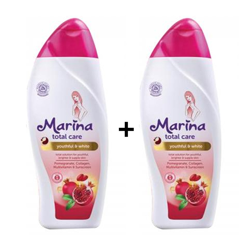 Marina Total Care Handbody Lotion Youthful And White 185ml (Beli 1 Pc GRATIS 1pc) | Gogobli