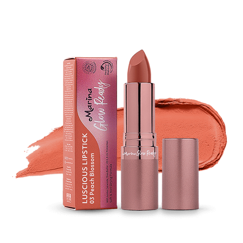 Marina Glow Ready Luscious Lipstick 03. Peach Blossom | Gogobli