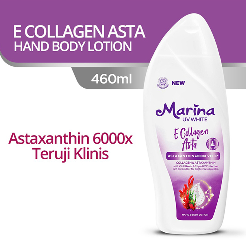 Marina Hand And Body Lotion UV White E Collagen Asta 460ml | Gogobli