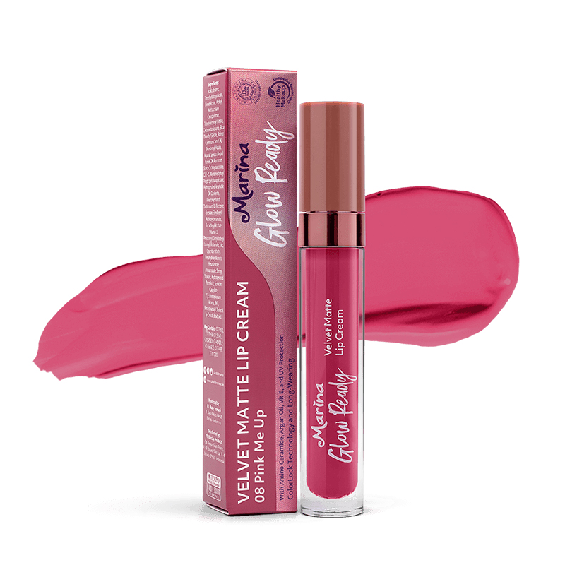 Marina Glow Ready Velvet Matte Lip Cream 08. Pink Me Up | Gogobli