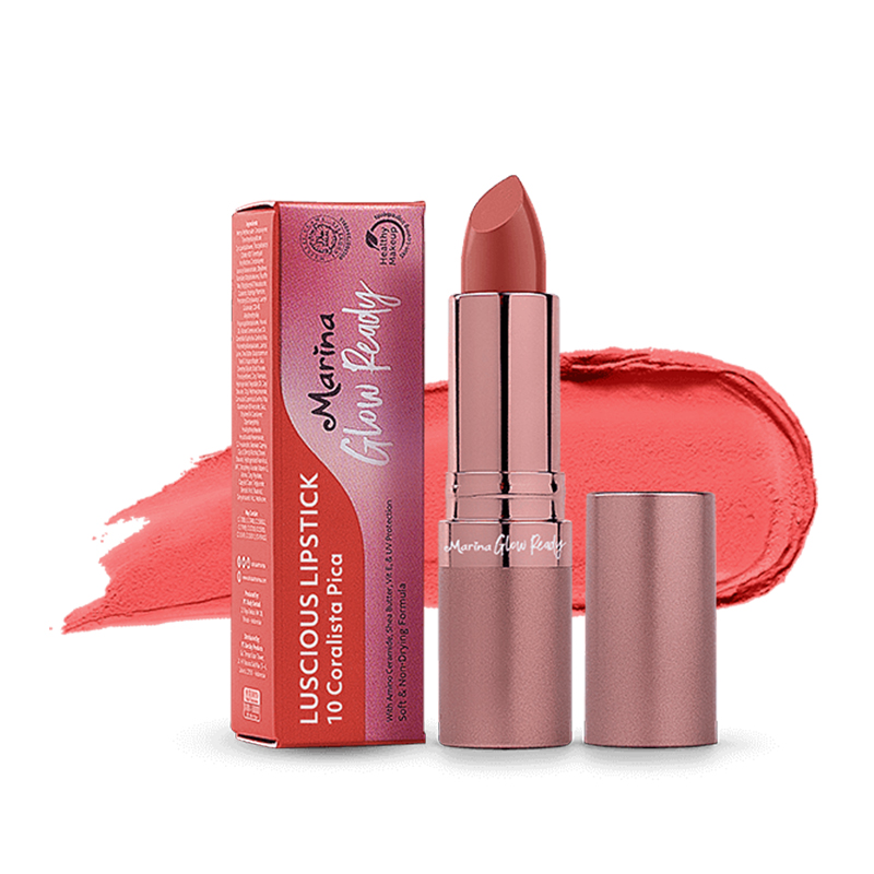 Marina Glow Ready Luscious Lipstick 10. Coralista Pica | Gogobli