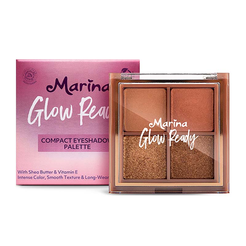 Marina Glow Ready Compact Eyeshadow Palette Natural Glam 5.2gr | Gogobli
