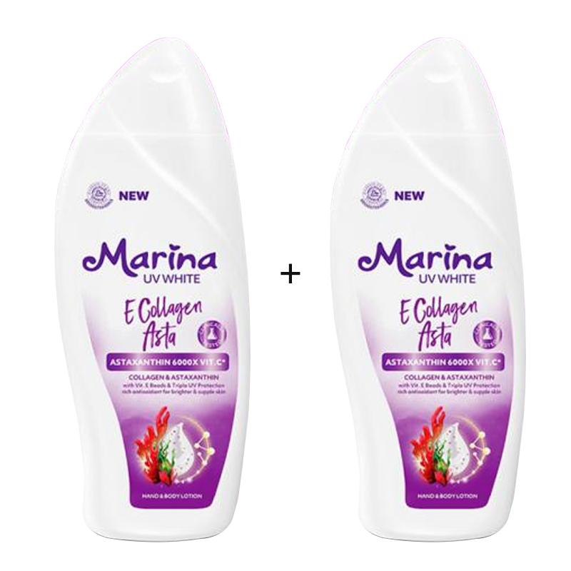 Marina Hand And Body Lotion UV White E Collagen Asta 460ml (ED: Jul 23)  (Beli 1pc GRATIS 1pc) | Gogobli