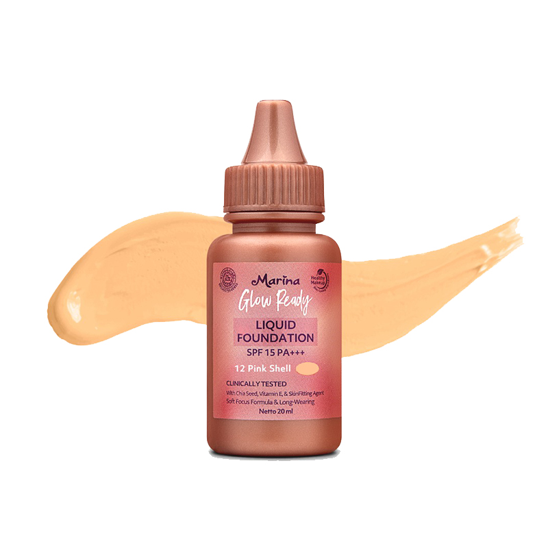 Marina Glow Ready Liquid Foundation SPF15 PA+++ Pink Shell 20ml | Gogobli