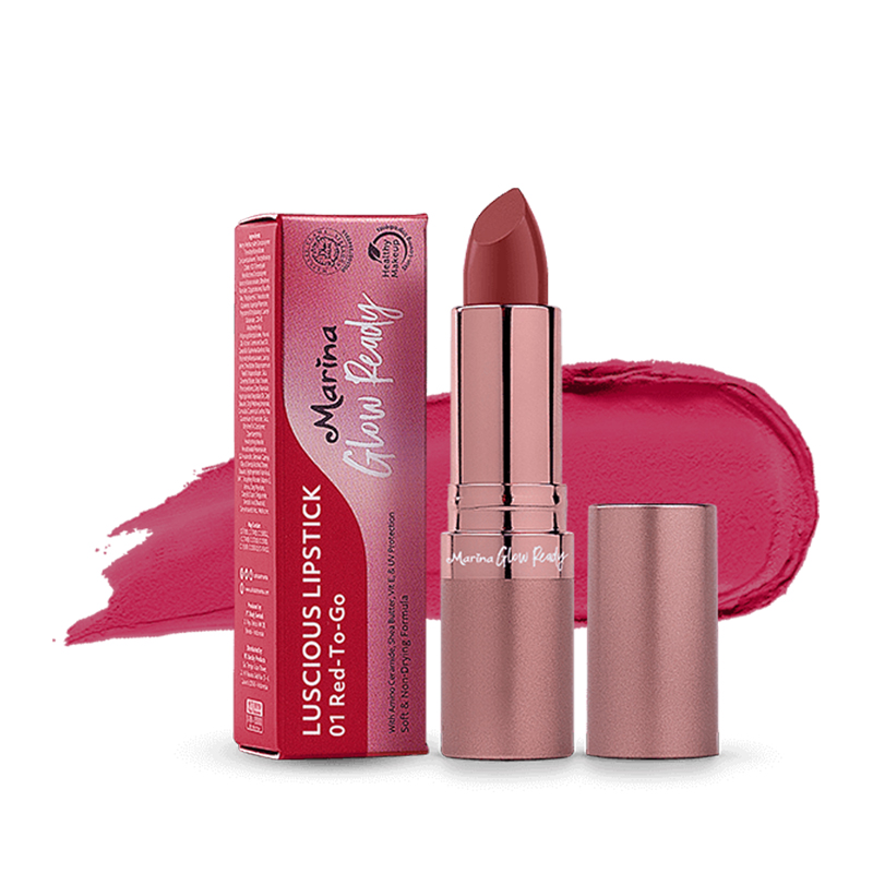 Marina Glow Ready Luscious Lipstick 01. Red To Go | Gogobli