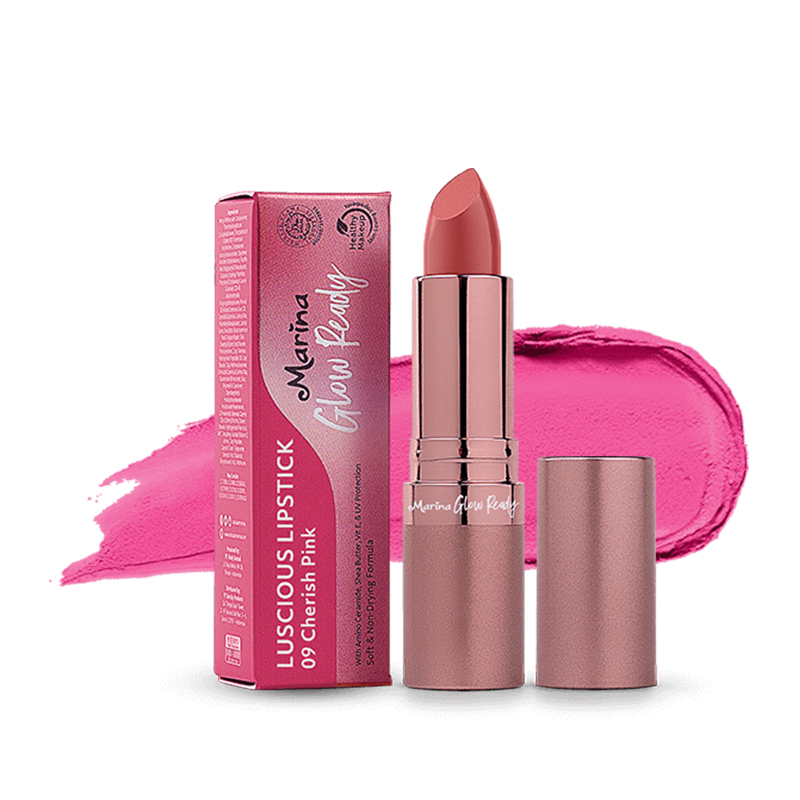 Marina Glow Ready Luscious Lipstick 09. Cherish Pink | Gogobli