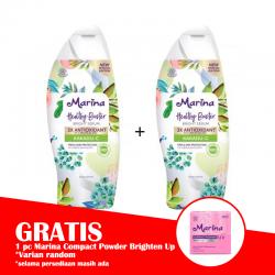 Marina Special Edition Healthy Booster Bright Serum Kakadu-C 185ml (PAKET isi 2 pcs GRATIS 1 pc Marina Compact Powder UV Brighten Up *Varian Random)