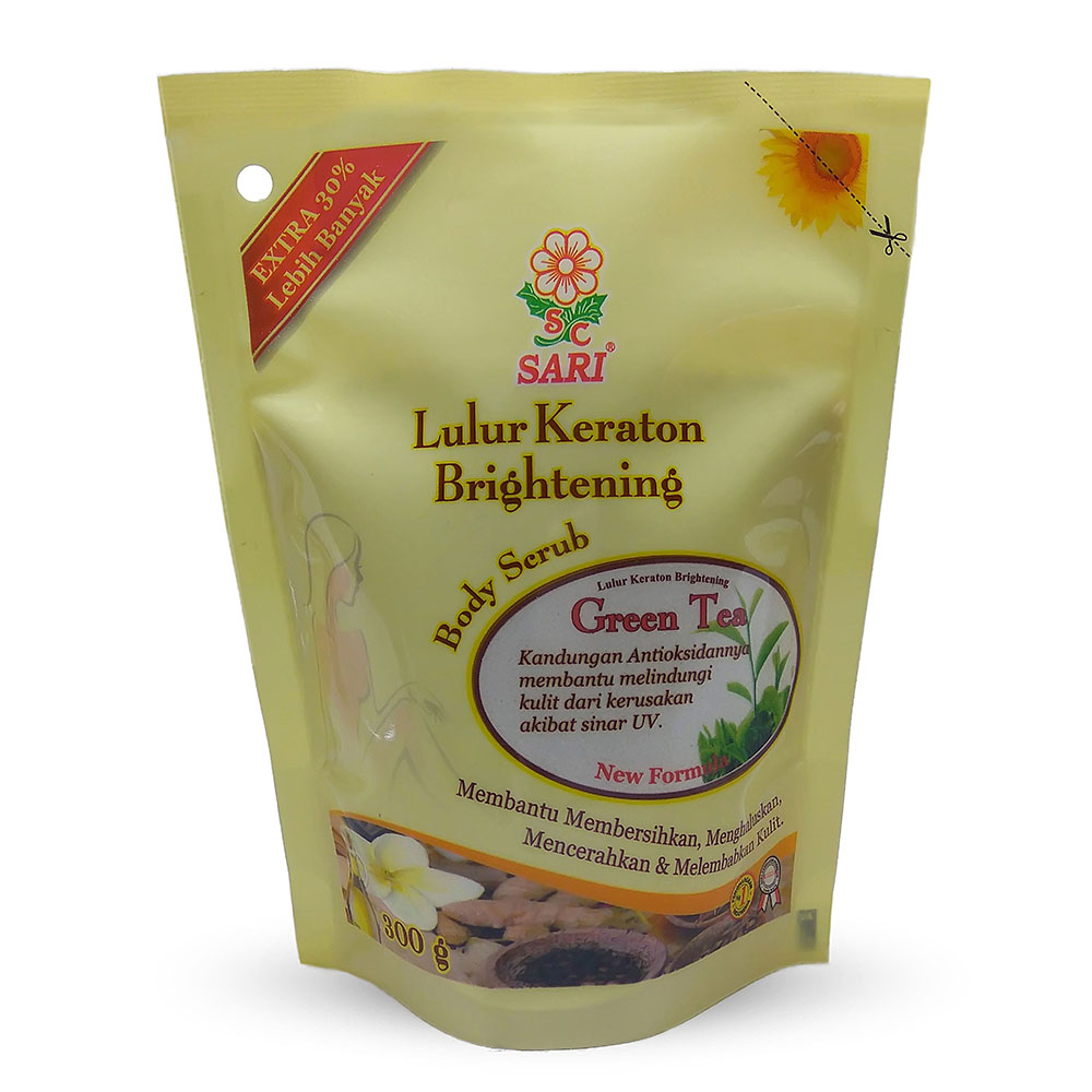 Sari Cosmetics Lulur Keraton Brightening Green Tea - Standing Pouch 300gr | Gogobli